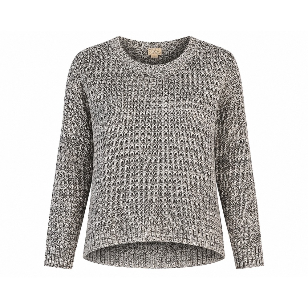Marled Cabin Knit Sweater High Low Hem Lagen Inspired Black White Grey XL Cozy